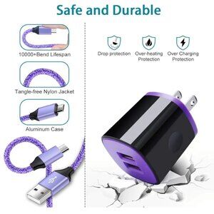 ''FAST CHARGING DUO | PURPLE MICRO USB WALL PLUG & CORD SET "